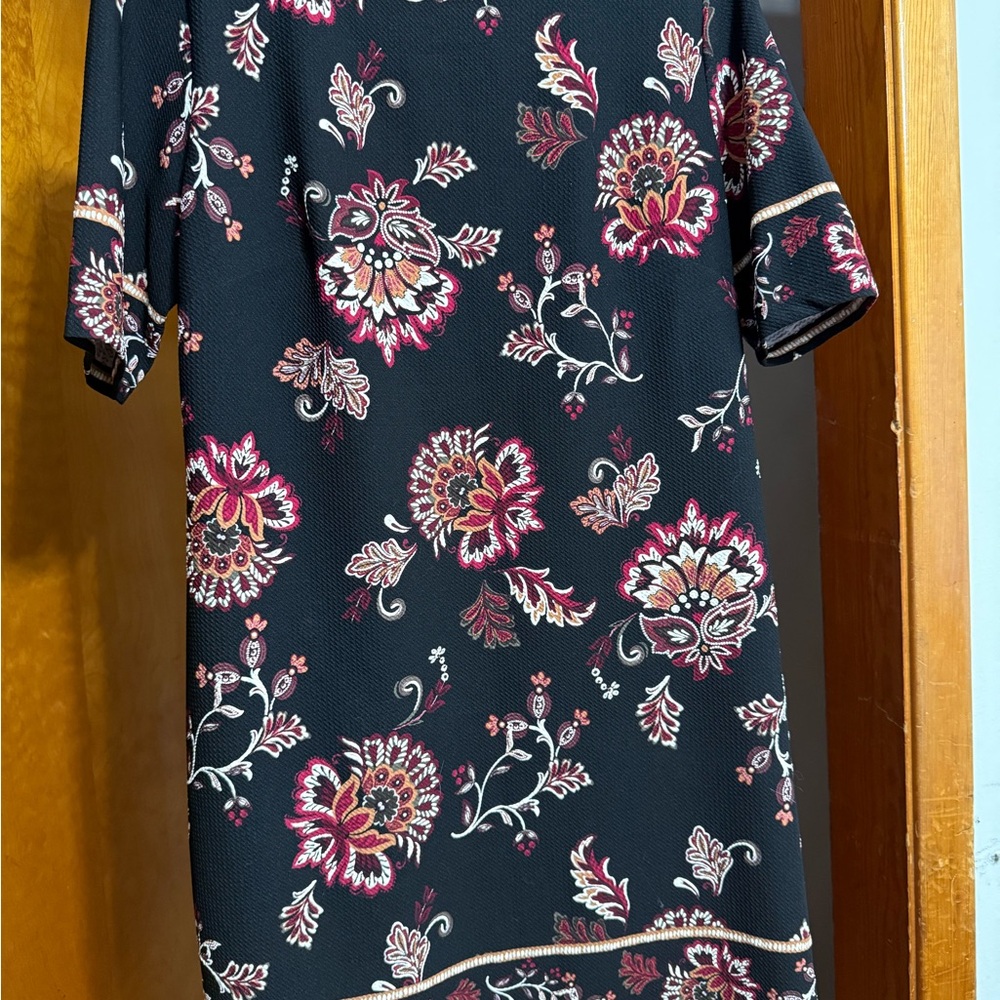 R&K Black Dress with Pink and Cream Floral Design